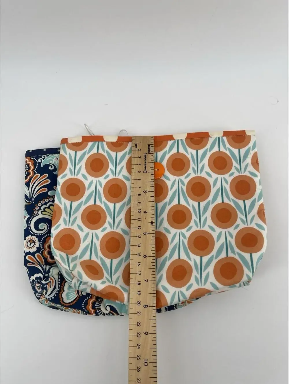 Set of 2 Handmade Fabric Pouches Snap Closure Cosmetic Coin Bags Floral